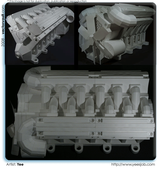 papercraft paper craft paper engine oragami yee v8 engine vectorvault free vector downloads