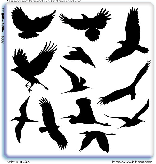 birds silhouettes in flight vector download